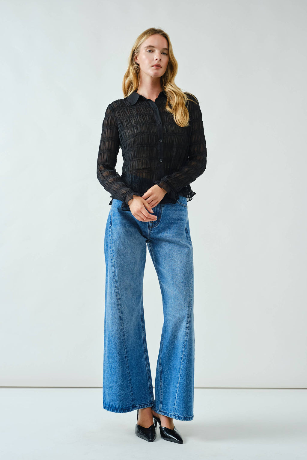 Western Wide Denim Pants