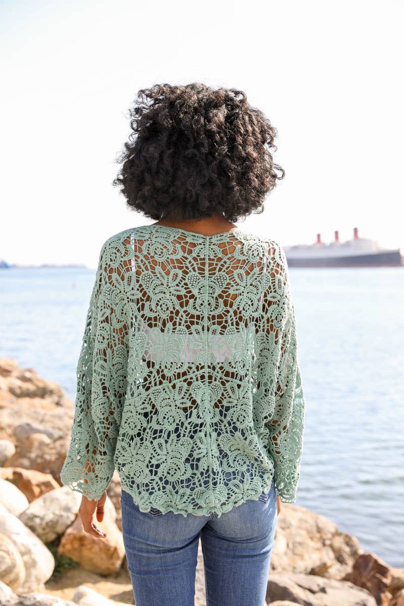 Crochet Floral Kimono Wrap