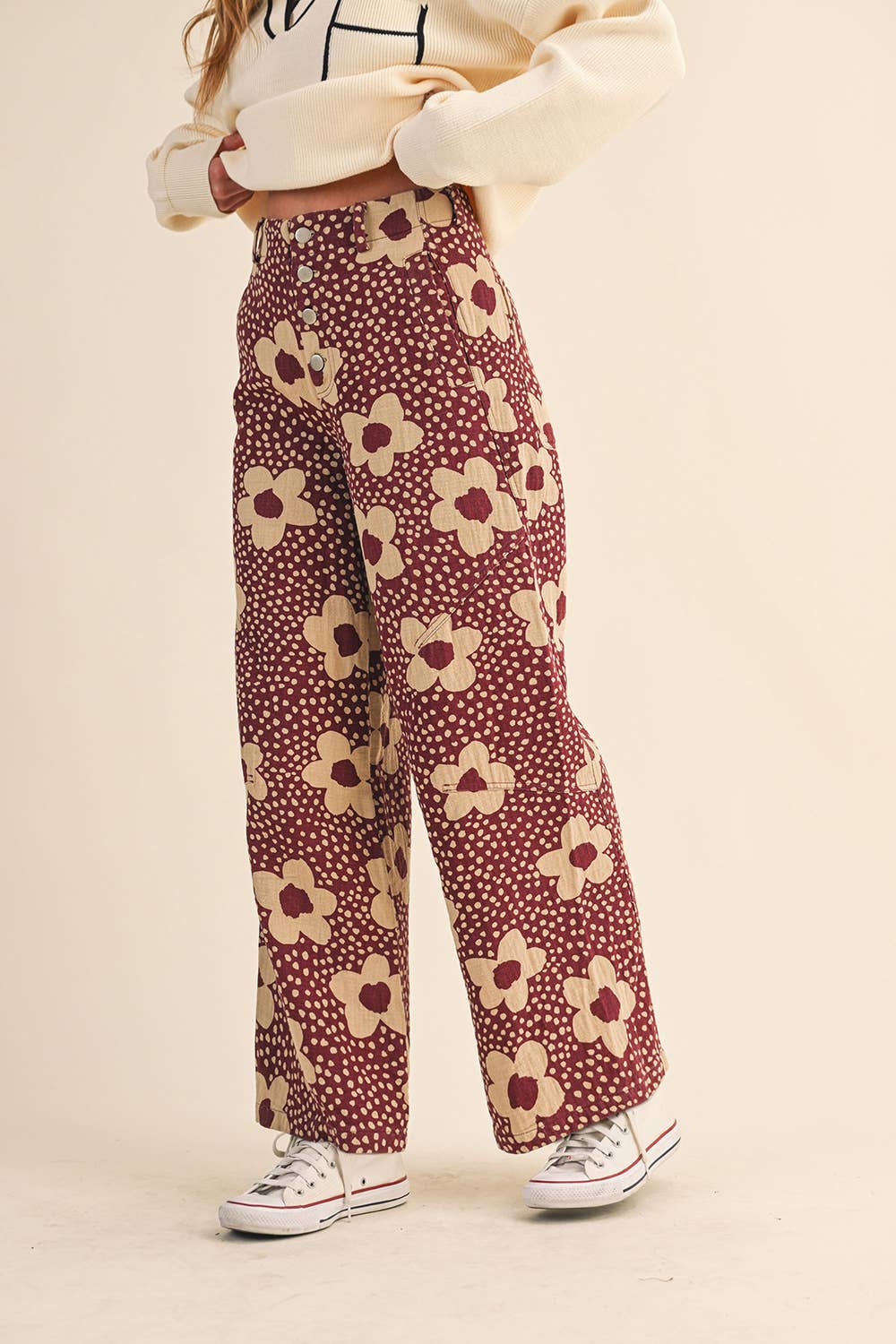 High Waisted Floral Print Pants