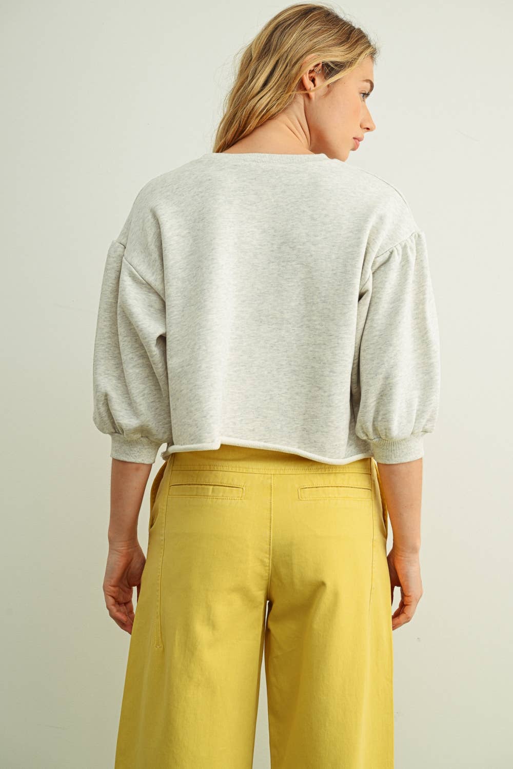 Raw Edge 3/4 Sleeve Sweatshirt