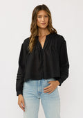 Pintuck Pleated Button-Down Blouse