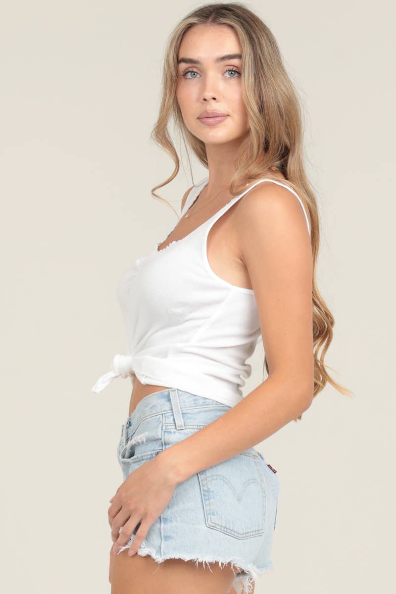 Cotton Lace Trim Tank Top