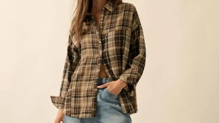 Plaid Loose Fit Flannel Shirt