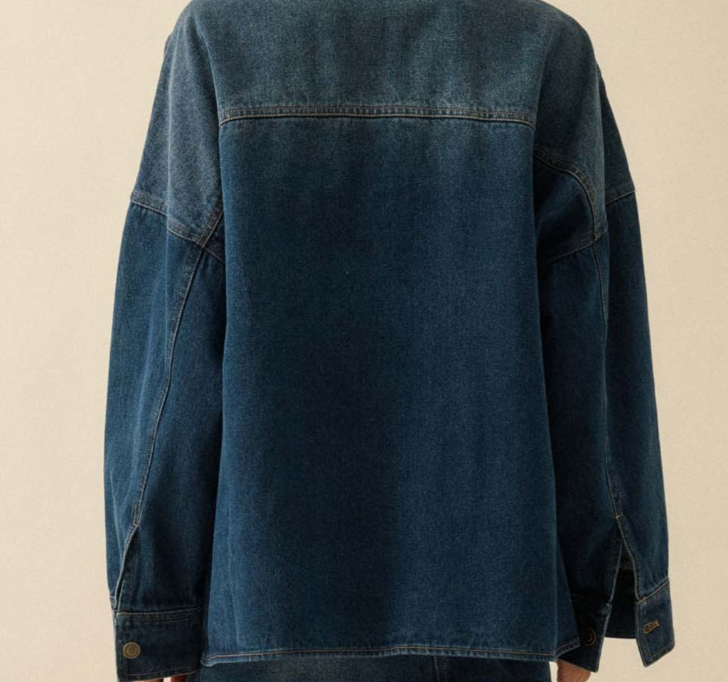 Denim Ombre-Wash Loose Fit Jacket