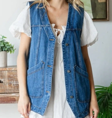 Denim Vest W/ Pockets