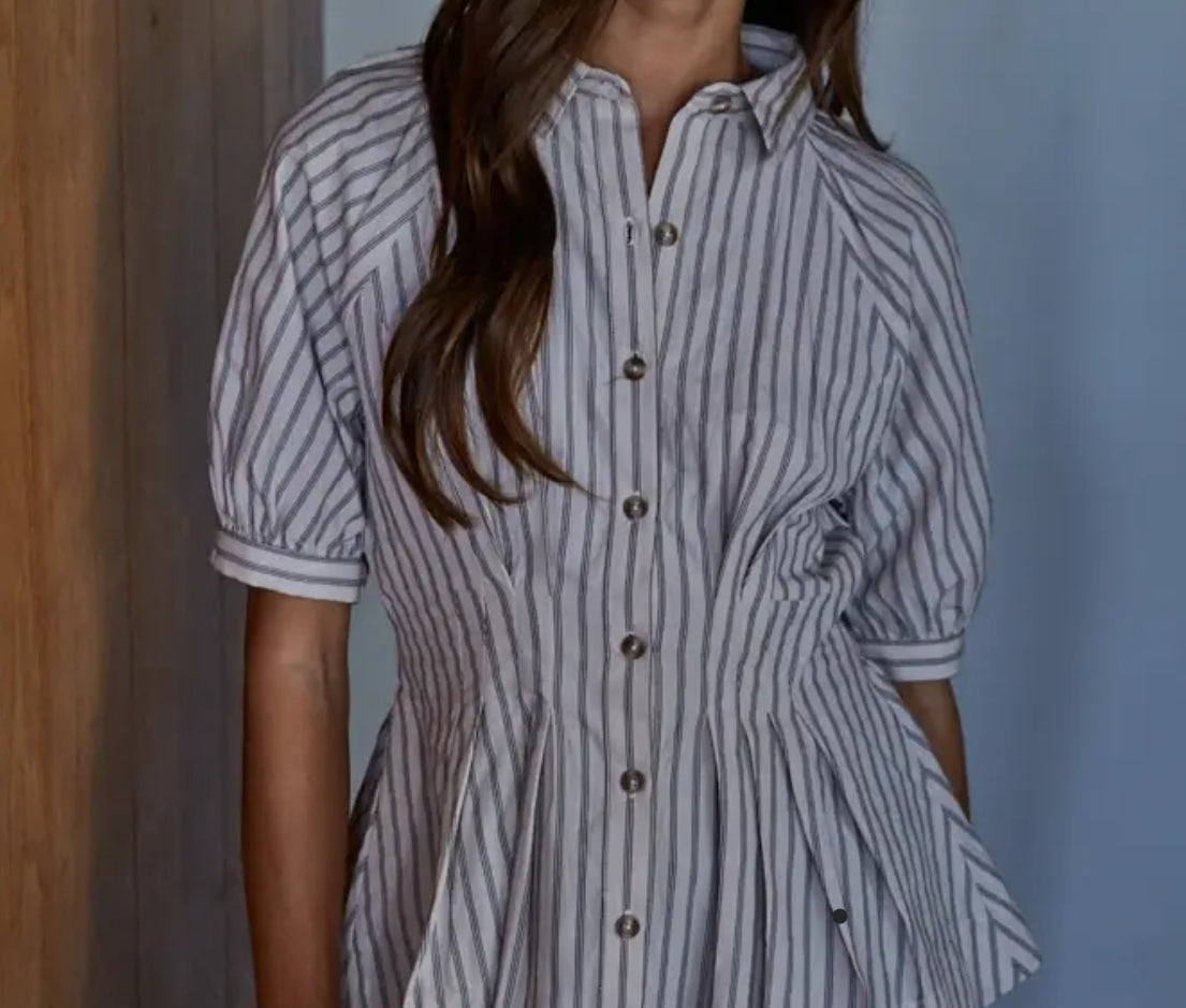 Collard Cinched Waist Top