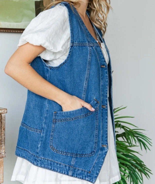 Denim Vest W/ Pockets