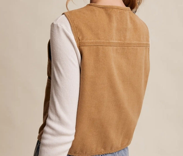 Front Tie Denim Vest